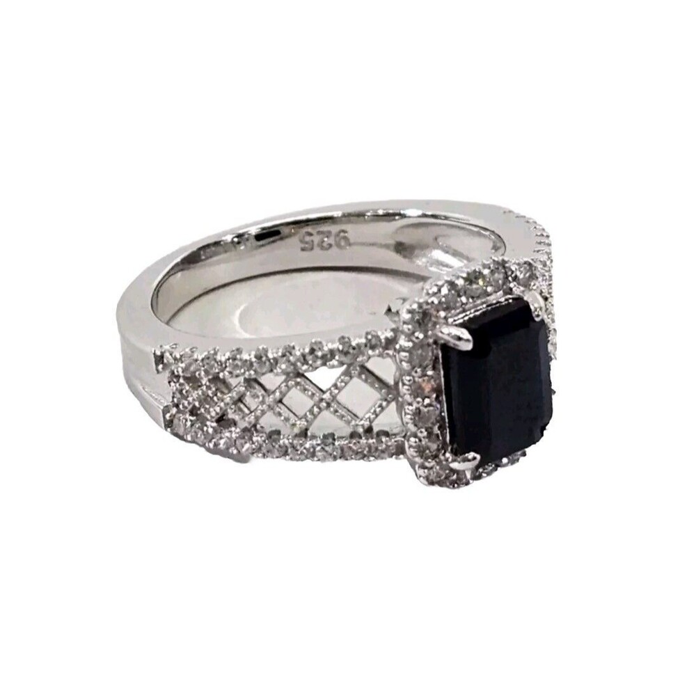Size 8 Sterling Silver .925 Natural Blue Sapphire 2.25CT Openwork Ring NEW